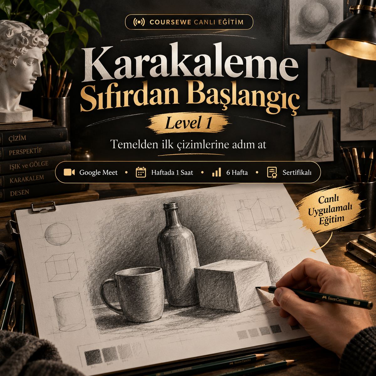 Karakaleme Sıfırdan Başlangıç (Level 1) - 6 Haftalık Canlı Eğitim - (Uluslarası Katılım Sertifikası Hediye)