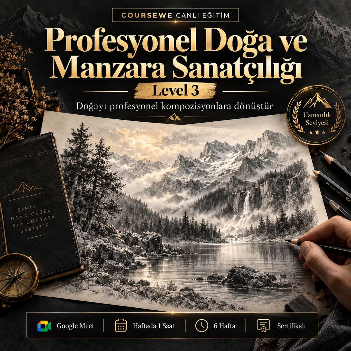 Profesyonel Doğa ve Manzara Sanatçılığı (Level 3) - 6 Haftalık Canlı Eğitim - (Uluslarası Katılım Sertifikası Hediye)