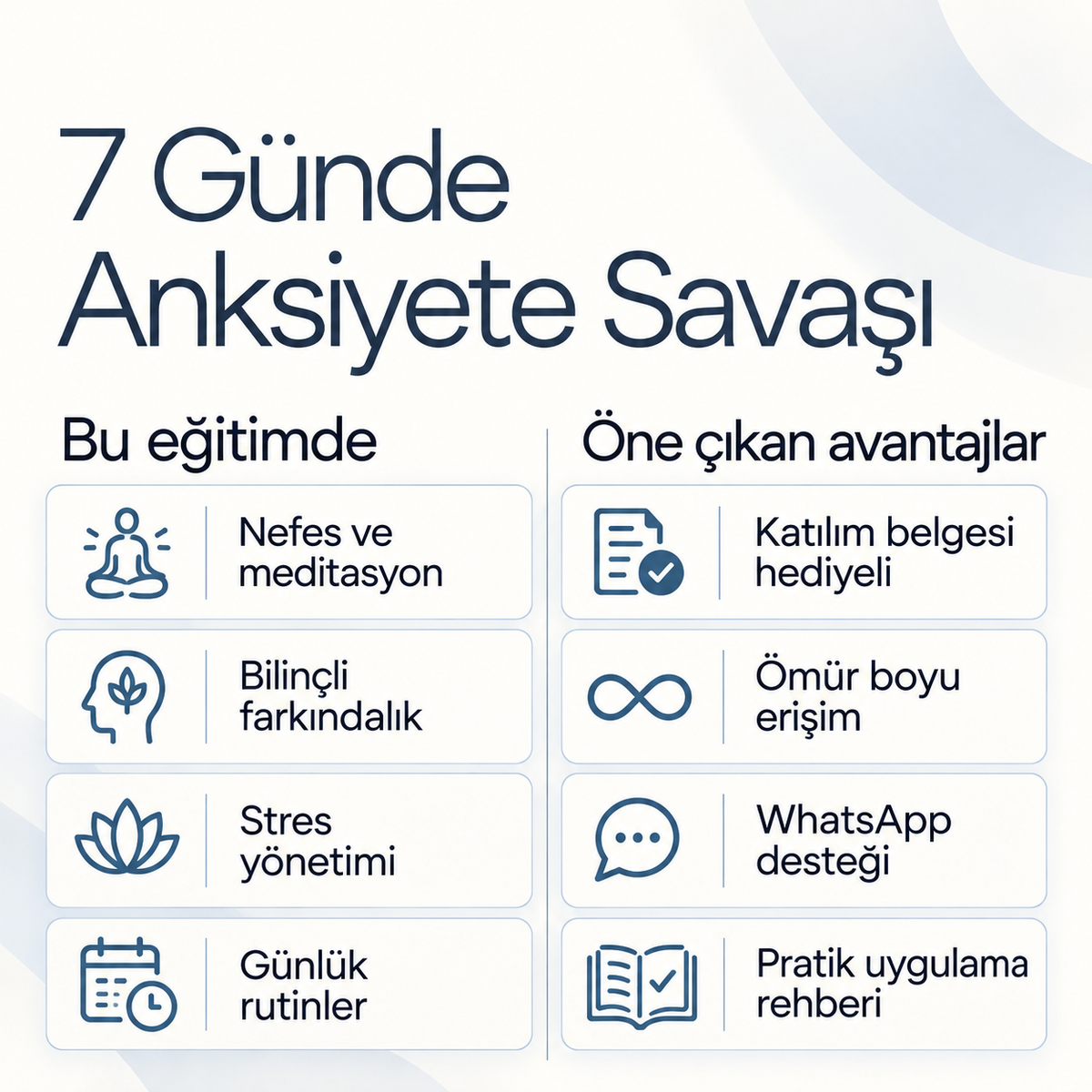 7 Günde Anksiyete Savaşı PDF E-kitabı (Katılım Belgesi Hediyeli) — içerik ve avantajlar