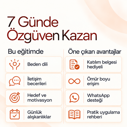 7 Günde Özgüven Kazan PDF E-kitabı (Katılım Belgesi Hediyeli) — içerik ve avantajlar