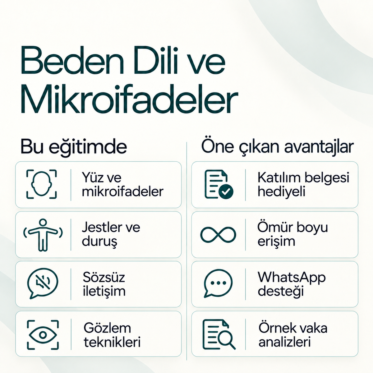 Beden Dili ve Mikroifadeler Uzmanlığı PDF E-kitabı (Katılım Belgesi Hediyeli) — içerik ve avantajlar