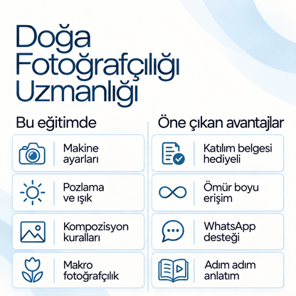 Doğa Fotoğrafçılığı Uzmanlığı PDF E-kitabı (Katılım Belgesi Hediyeli) — içerik ve avantajlar
