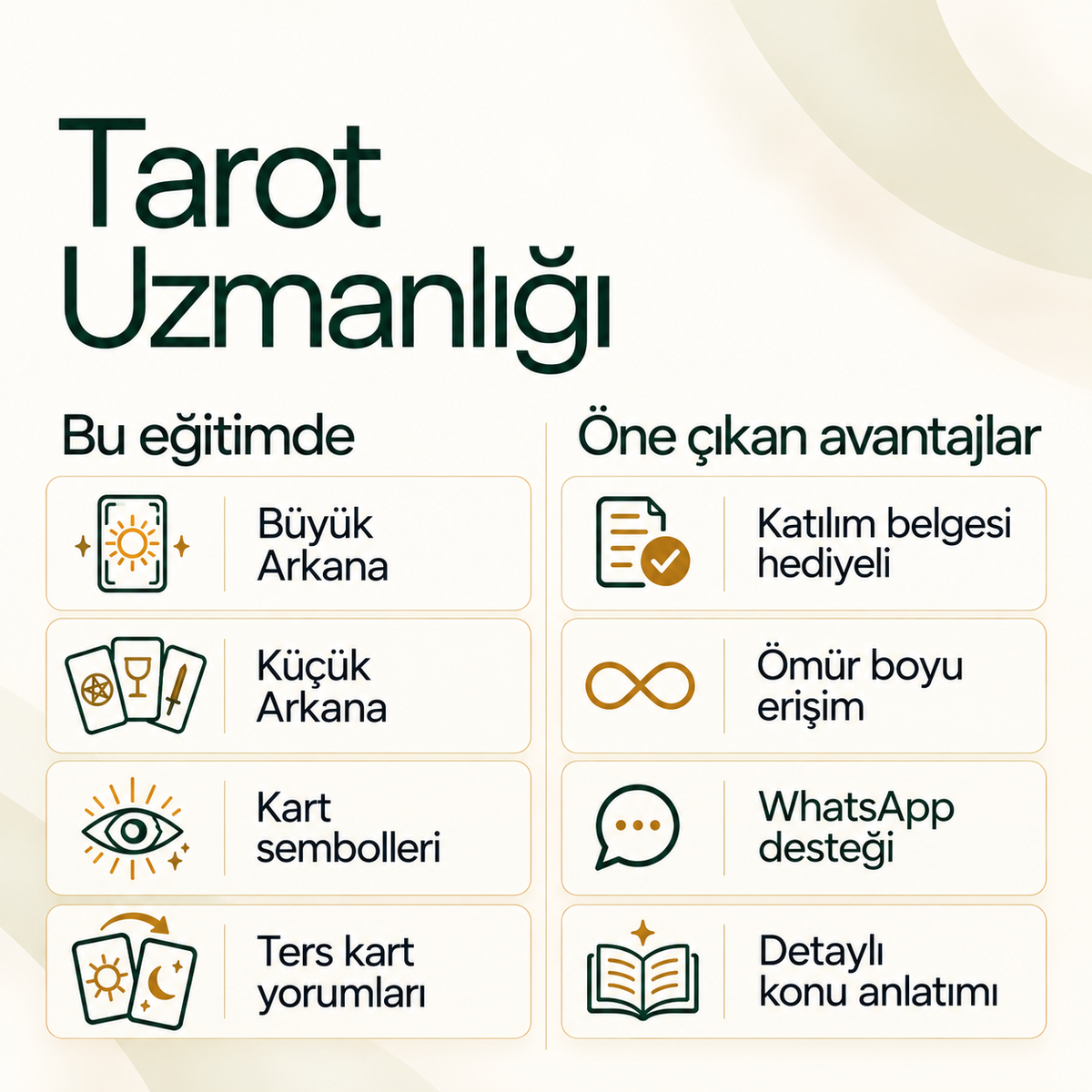 Tarot Uzmanlığı Eğitim PDF E-kitabı (Katılım Belgesi Hediyeli) — içerik ve avantajlar