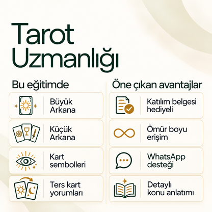 Tarot Uzmanlığı Eğitim PDF E-kitabı (Katılım Belgesi Hediyeli) — içerik ve avantajlar