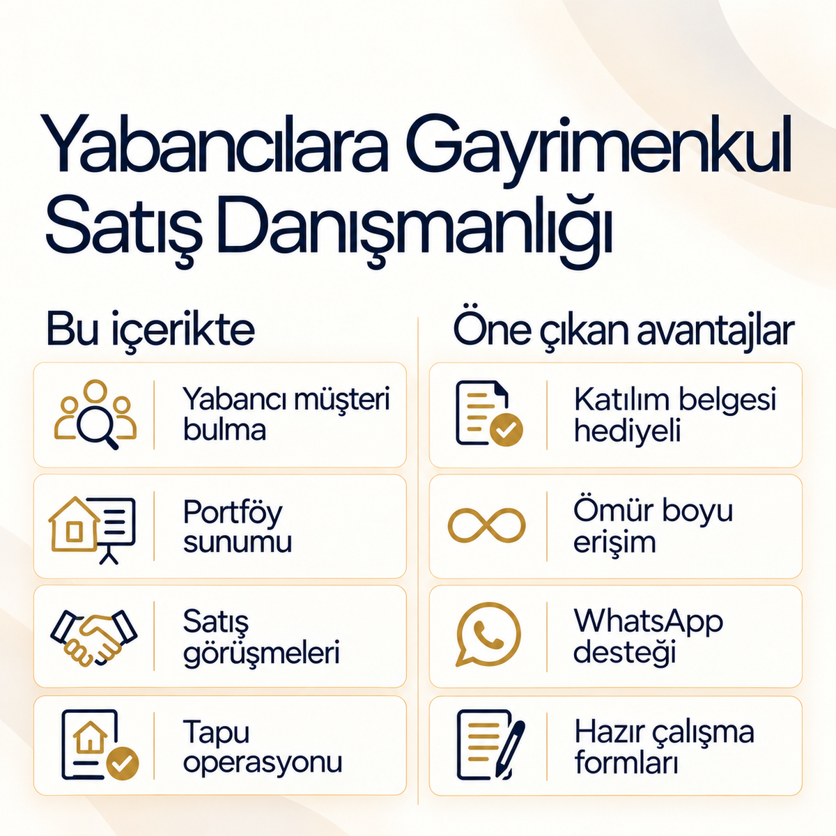 Yabancılara Gayrimenkul Satış Danışmanlığı Eğitimi (Katılım Belgesi Hediyeli) — içerik ve avantajlar