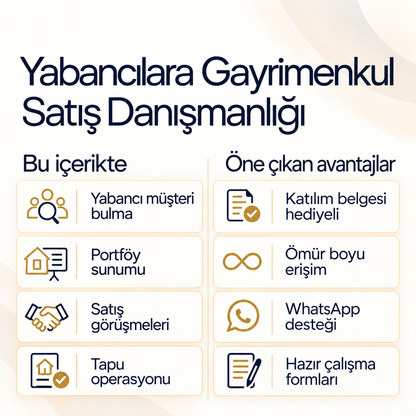 Yabancılara Gayrimenkul Satış Danışmanlığı Eğitimi (Katılım Belgesi Hediyeli) — içerik ve avantajlar