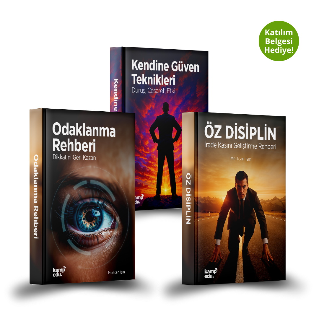 3'lü Dev Dönüşüm PDF E-Kitap Eğitim Seti (Kendine Güven, Öz Disiplin ve Odaklanma)